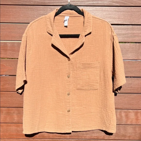 Women’s Cotton Waffle Knit Tan Shirt - Picture 1 of 3